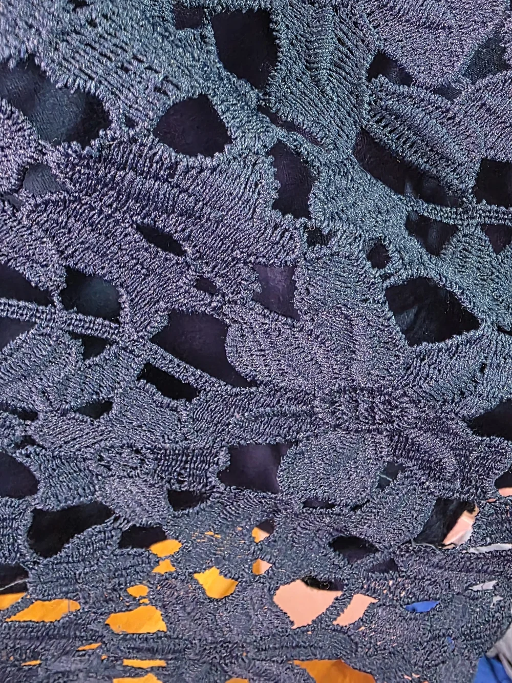 St. Tropez West Navy Crochet Lace Tank Top Sleeveless Boho XS